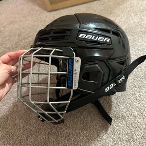 Bauer Black Helmet with Silver Cage